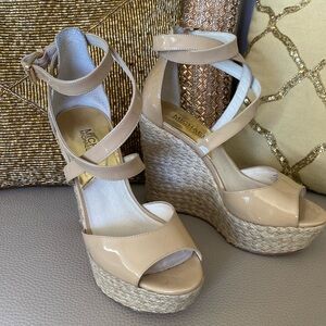 MICHAEL by Michael Kors platform patent nude wedge. Size 6.5.